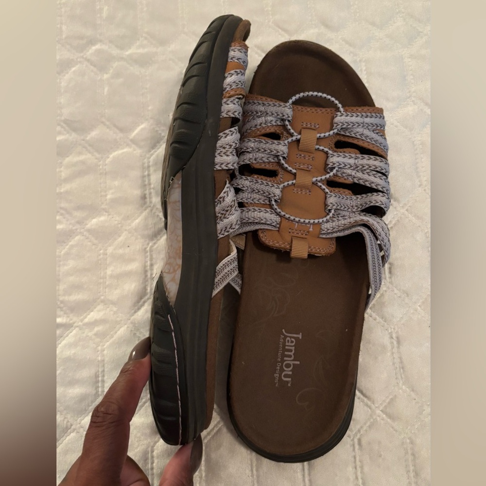Jambu Women's Tan and Gray Strappy Sandals - Picture 3 of 5